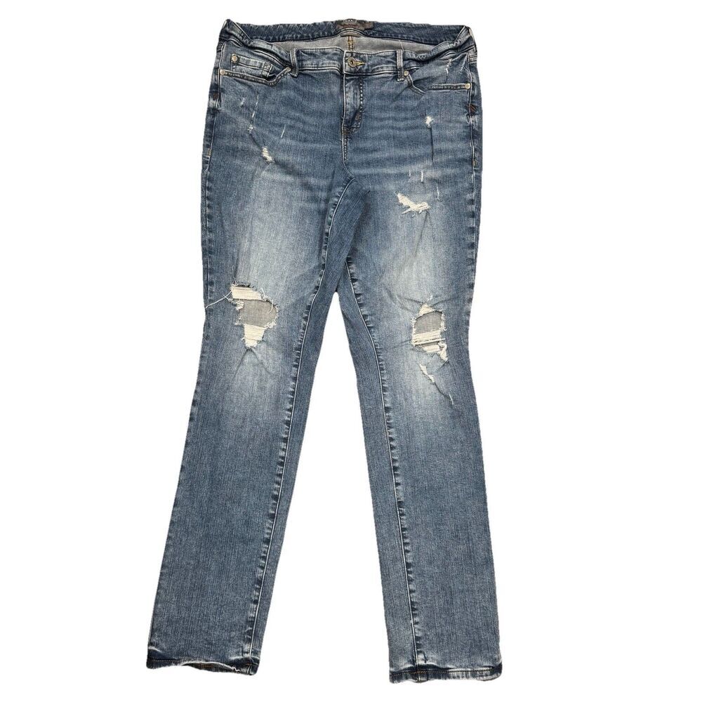 Torrid Boyfriend Straight Jeans Womens 16 XT Blue Distressed Measures 36 x 32